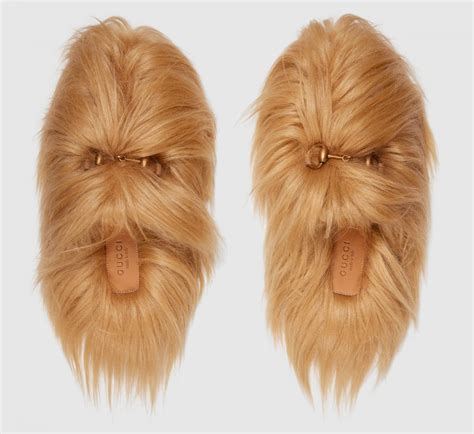 types of gucci slippers|Gucci chewbacca slippers.